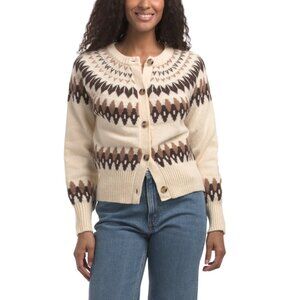 MOON RIVER Ivory Multi Fairisle Cardigan
